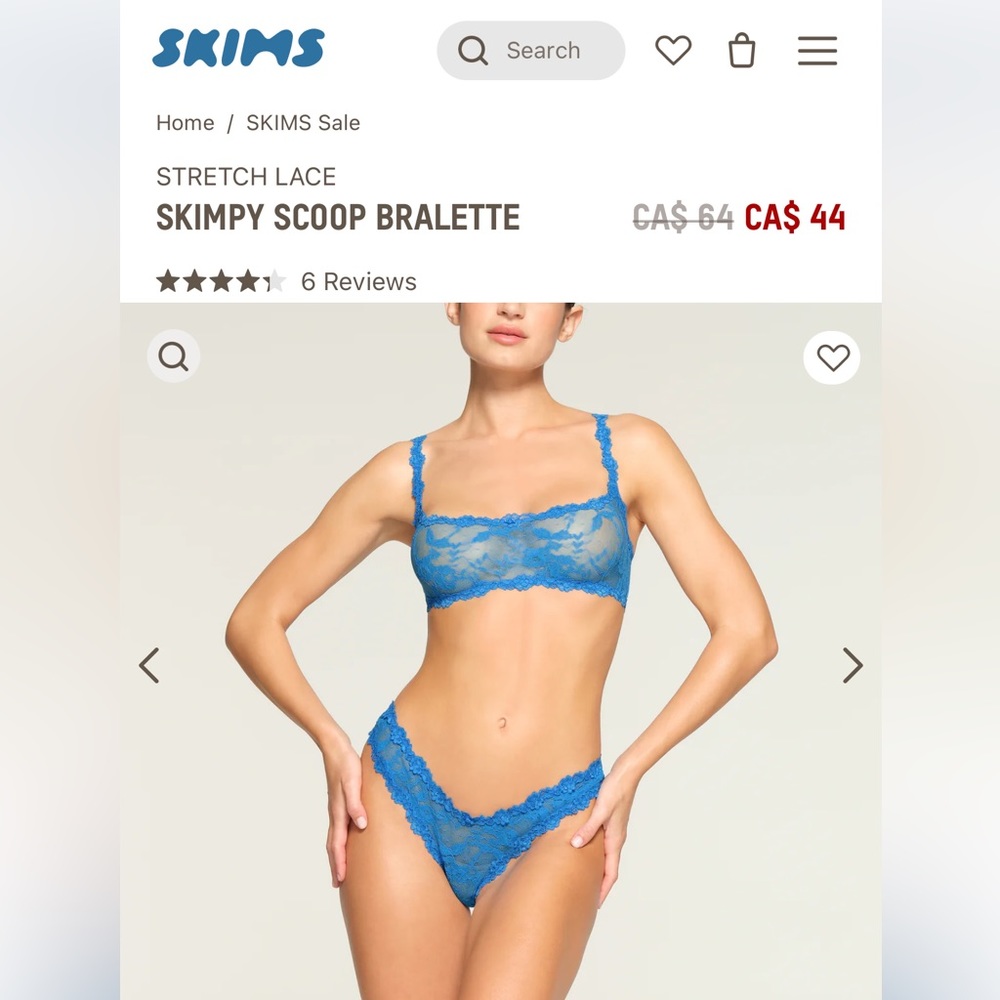 SKIMS Blue Stretch Lace Skimpy Scoop Bralette
